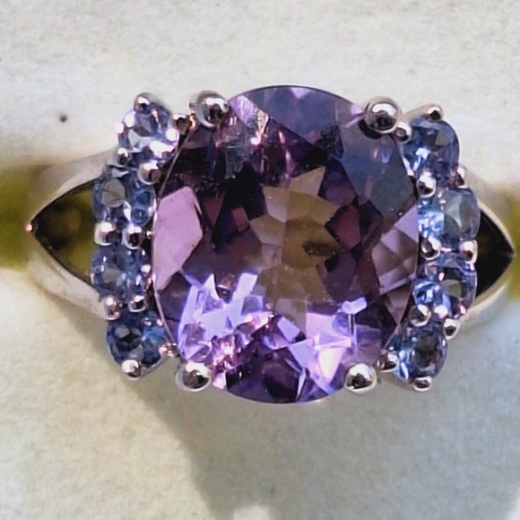 Amethyst and Tanzanite Sterling Silver Ring Size 6 NIB - Picture 2 of 5